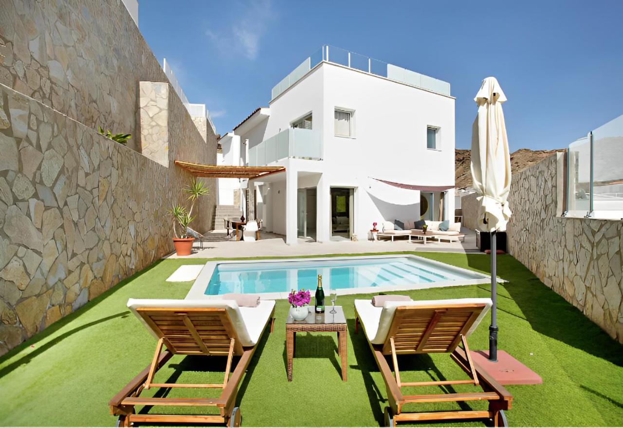 Dream Villa With Heated Pool, Rooftop & Ocean Views Mogán Exteriér fotografie